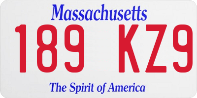 MA license plate 189KZ9