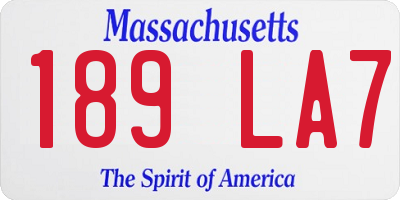 MA license plate 189LA7