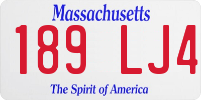 MA license plate 189LJ4