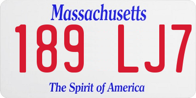 MA license plate 189LJ7