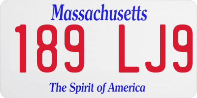 MA license plate 189LJ9