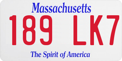 MA license plate 189LK7