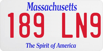 MA license plate 189LN9