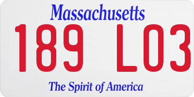 MA license plate 189LO3