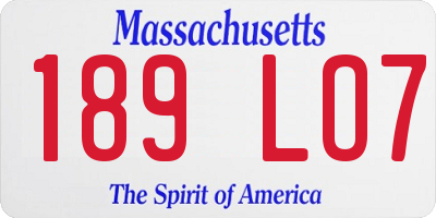 MA license plate 189LO7