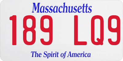 MA license plate 189LQ9