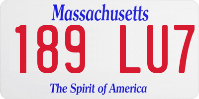 MA license plate 189LU7