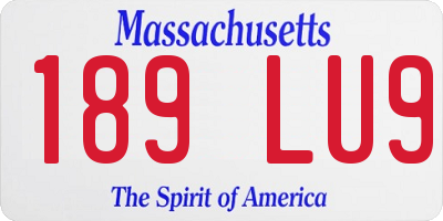 MA license plate 189LU9