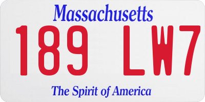 MA license plate 189LW7