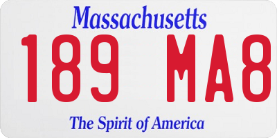 MA license plate 189MA8