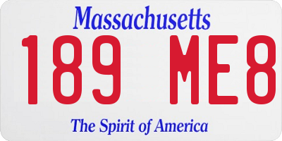 MA license plate 189ME8