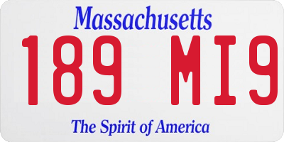 MA license plate 189MI9