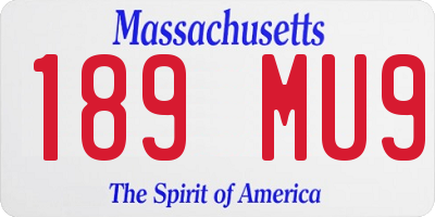 MA license plate 189MU9