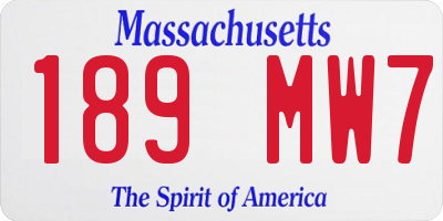 MA license plate 189MW7