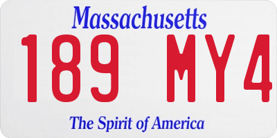 MA license plate 189MY4