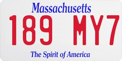 MA license plate 189MY7