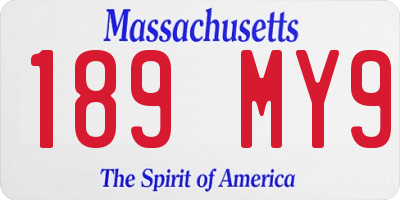 MA license plate 189MY9