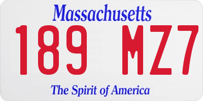 MA license plate 189MZ7