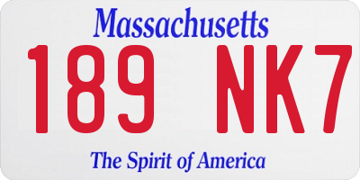 MA license plate 189NK7