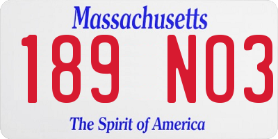 MA license plate 189NO3