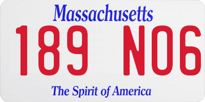 MA license plate 189NO6