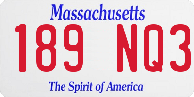 MA license plate 189NQ3