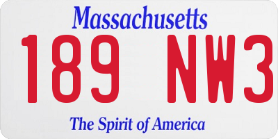 MA license plate 189NW3