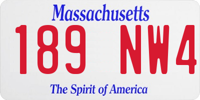 MA license plate 189NW4