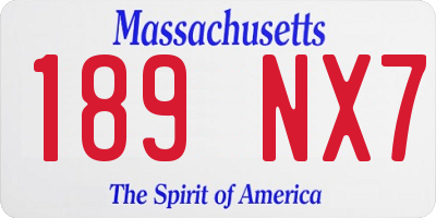 MA license plate 189NX7