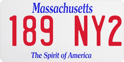 MA license plate 189NY2