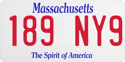MA license plate 189NY9