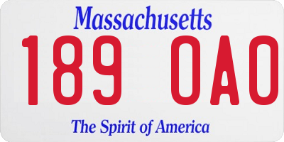 MA license plate 189OA0