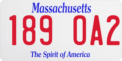 MA license plate 189OA2