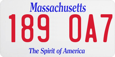 MA license plate 189OA7