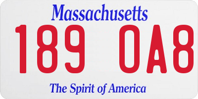 MA license plate 189OA8