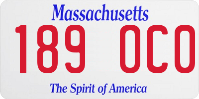 MA license plate 189OC0