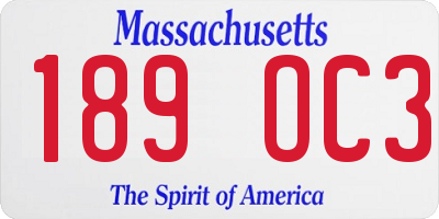 MA license plate 189OC3