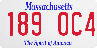 MA license plate 189OC4
