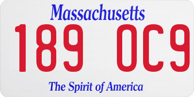 MA license plate 189OC9