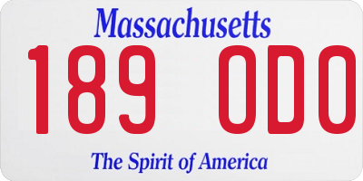 MA license plate 189OD0