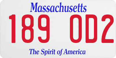 MA license plate 189OD2