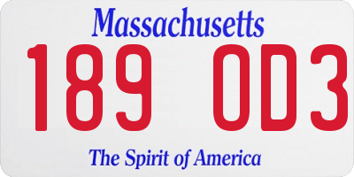 MA license plate 189OD3