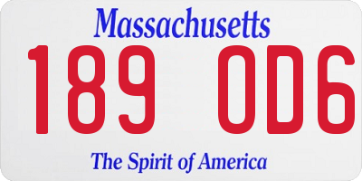 MA license plate 189OD6