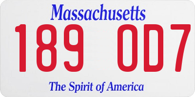 MA license plate 189OD7