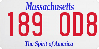 MA license plate 189OD8