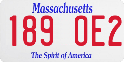 MA license plate 189OE2