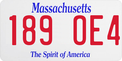 MA license plate 189OE4