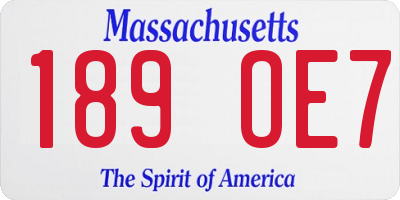 MA license plate 189OE7