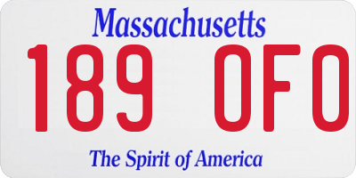 MA license plate 189OF0