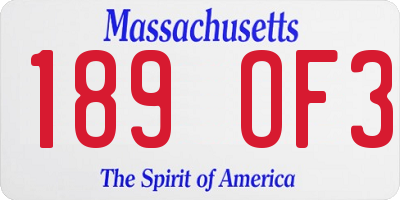 MA license plate 189OF3